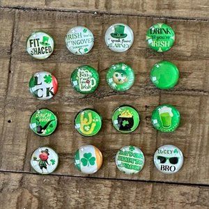 12mm Irish Glass Half Dome Cabochons - St Patrick's Day - Clover